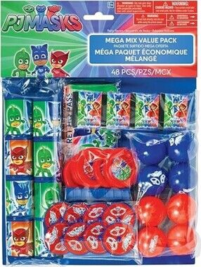 PJ Masks Mega Mix Value Pack - Red, Blue, Green Party Favors (48 pcs)